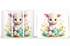 Cute Lamb Tumbler Sublimation. Lamb Easter Tumbler Design Product Image 2