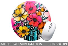 Flowers Mouse Pad Design. Flowers Round Mouse Pad Product Image 1
