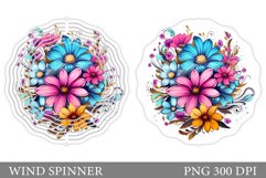 Flowers Wind Spinner Design. Floral Wind Spinner Sublimation Product Image 1