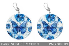 Butterfly Earring Sublimation. Round Earring Butterfly Product Image 1