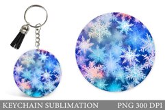 Snowflakes Keychain Design. Winter Keychain Sublimation Product Image 1