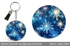 Snowflakes Keychain Sublimation. Winter Keychain Design Product Image 1
