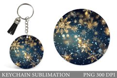 Shimmer Snowflakes Keychain. Round Winter Keychain Product Image 1