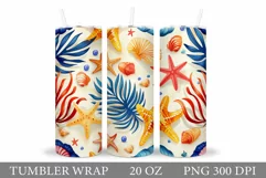 Starfish Tumbler Design. Seashell Tumbler Wrap Sublimation Product Image 1