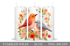 Birds Tumbler Sublimation. Summer Tumbler Wrap Design Product Image 1