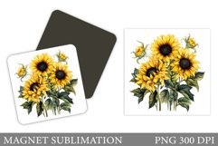 Sunflowers Magnet. Summer Flowers Magnet Sublimation Product Image 1