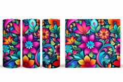 Neon Flowers Tumbler Design. Flowers Tumbler Wrap Product Image 2
