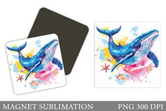 Whale Magnet Design. Sea Magnet Sublimation Product Image 1
