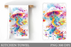 Jellyfish Kitchen Towel. Sea Kitchen Towel Sublimation Product Image 1