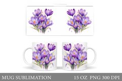 Flowers Crocus Mug Design. Spring Mug Wrap Template Product Image 1