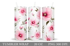 Flowers Tumbler Design. Pink Flowers Tumbler Sublimation Product Image 1