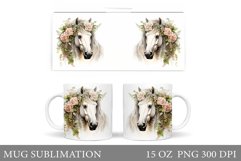 Horse Mug Wrap Sublimation. Flowers Mug Wrap Design Product Image 1
