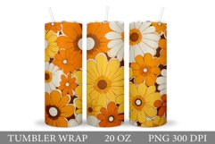 Daisy Flowers Tumbler Design. Floral Tumbler Sublimation Product Image 1