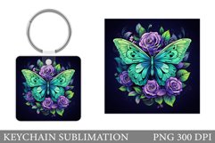 Butterfly Keychain Sublimation. Square Keychain Flowers Product Image 1