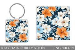 Flowers Keychain Sublimation. Keychain Flowers Design Product Image 1