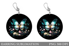 Butterfly Earring Sublimation. Flowers Round Earring Product Image 1