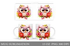 Cute Owl Mug Wrap Design. Owl Mug Wrap Sublimation Product Image 1