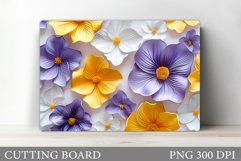 3D Flowers Cutting Board. Kitchen Cutting Board Template Product Image 1