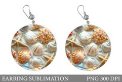 3D Seashell Earring Sublimation. Sea Earring Design Product Image 1