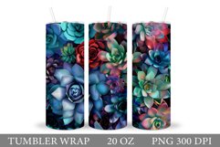 Succulents Tumbler Design. Plants Tumbler Sublimation Product Image 1