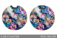 Flowers Car Coaster Sublimation. Flowers Coaster Design Product Image 1
