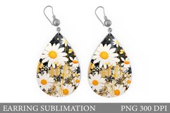 Flowers Teardrop Earring. Daisy Flowers Earring Design Product Image 1