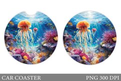 Jellyfish Car Coaster Design. Sea Car Coaster Sublimation Product Image 1