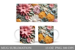 Flowers Mug Sublimation. Summer Mug Wrap Design Product Image 1