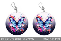 Butterfly Earring Sublimation. Flowers Earring Design Product Image 1