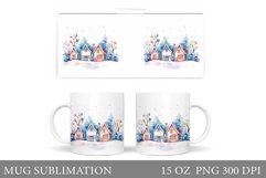 Winter Houses Mug Wrap. Winter Mug Sublimation Product Image 1