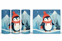 Cute Winter Penguin Tumbler Wrap Sublimation Product Image 2