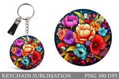 Flowers Keychain Design. Round Keychain Flowers Product Image 1