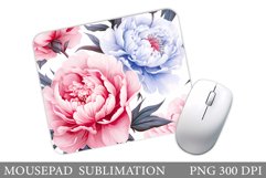 Pions Mouse Pad Design. Flowers Mouse Pad Sublimation Product Image 1