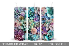 Succulents Tumbler Wrap Design. Floral Tumbler Sublimation Product Image 1