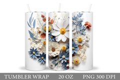 3D Flowers Tumbler Design. Flowers Tumbler Wrap Sublimation Product Image 1
