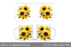 Sunflowers Mug Sublimation. Summer Flowers Mug Wrap Design Product Image 1