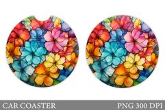 Rainbow Flowers Car Coaster. Flowers Car Coaster Product Image 1