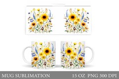 Flowers Mug Wrap Design. Wildflowers Mug Sublimation Product Image 1