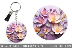 Crocus Flowers Keychain. Spring Keychain Sublimation Product Image 1