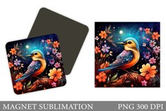 Bird Magnet Design. Bird Flowers Magnet Sublimation Product Image 1