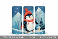 Cute Winter Penguin Tumbler Wrap Sublimation Product Image 1