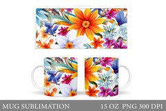 Flowers Mug Wrap Design. Flowers Mug Sublimation Product Image 1