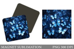 Butterflies Magnet Sublimation. Square Magnet Butterflies Product Image 1