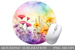 Wildflowers Mouse Pad Design. Flowers Mouse Pad Sublimation Product Image 1