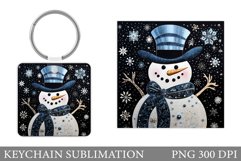 Snowman Keychain Sublimation. Christmas Square Keychain Product Image 1