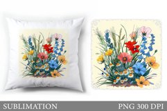 Flowers Sublimation. Wildflowers Pillow Sublimation Product Image 1