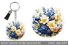 Flowers Keychain Sublimation. Summer Flowers Keychain Design Product Image 1