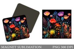 Flowers Square Magnet. Flowers Magnet Sublimation Product Image 1