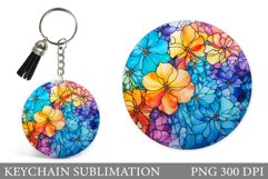 Flowers Keychain Sublimation. Flowers Round Keychain Product Image 1