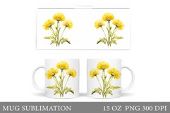 Dandelions Flowers Mug Wrap. Flowers Mug Wrap Design Product Image 1